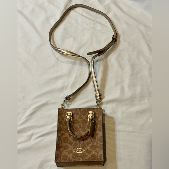 Coach Boxed Mini Tote Bag- Brown Signature Canvas with Gold Accents. NWOT. - Picture 13 of 15